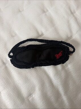 Agent Provocateur Black Satin Eye Mask with Red Embroidered Logo